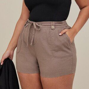 NEW Torrid 5 Inch Pull On Linen Blend Mid-Rise Shorts Nutmeg Brown Plus Size 18